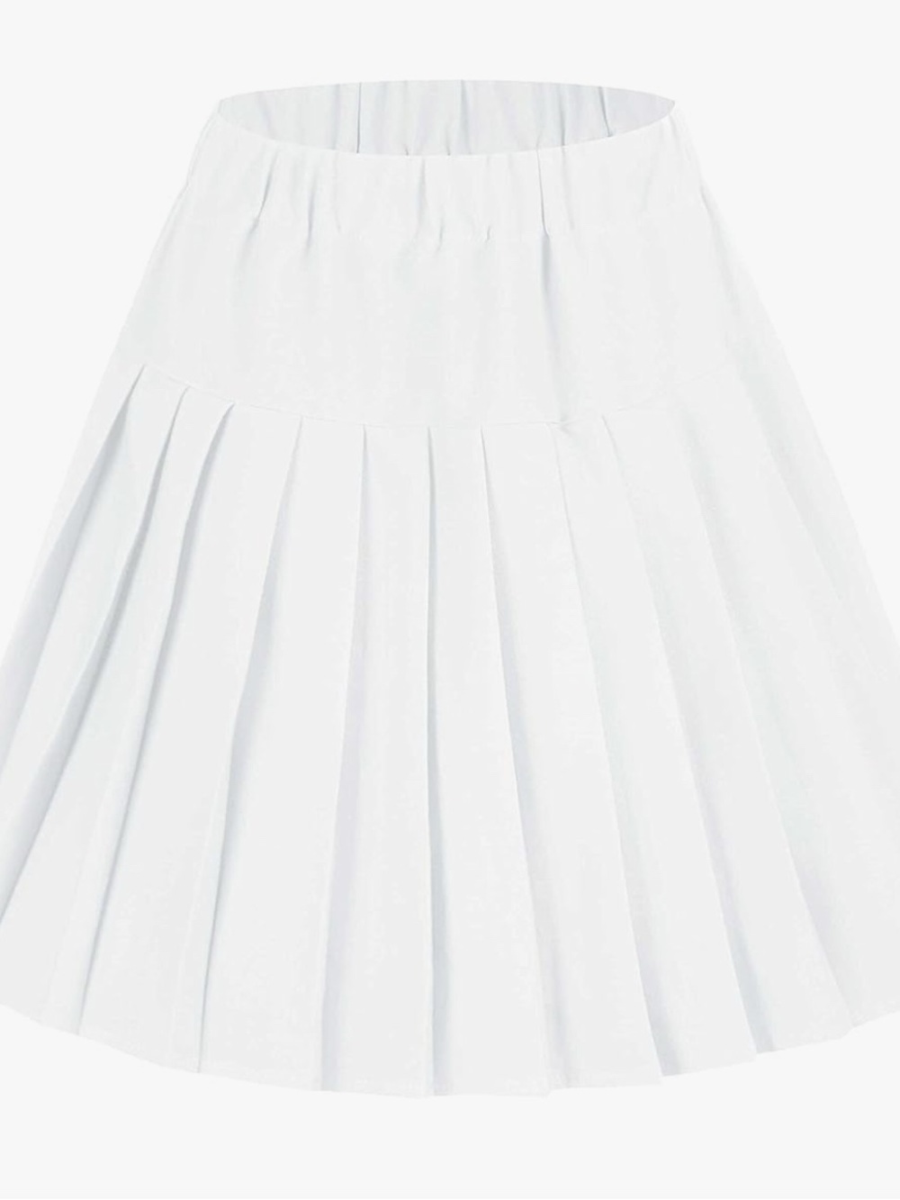 Women's Cream Pleated Skater Skirt - Elastic Waist